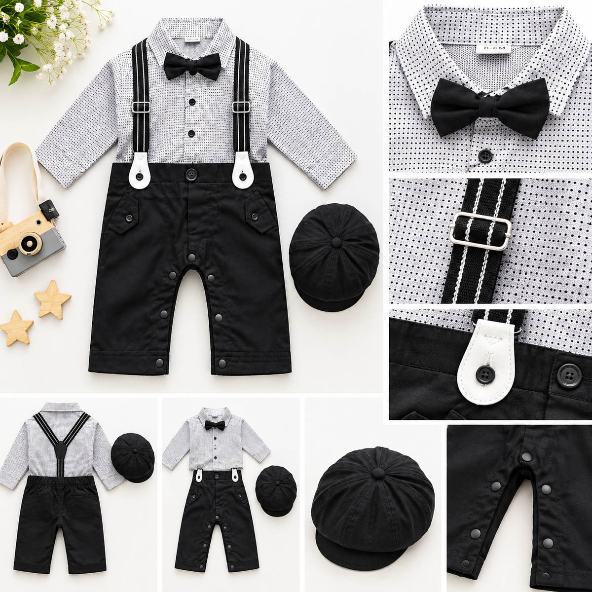 3Pcs Imported Winter Gentleman Look Dangree Romper for boys