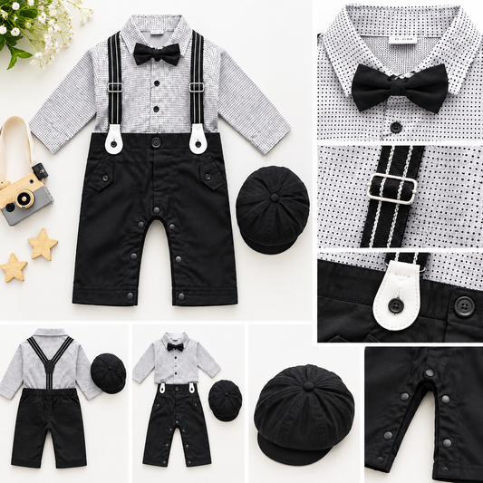 3Pcs Imported Winter Gentleman Look Dangree Romper for boys