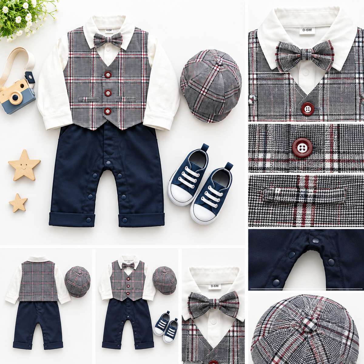 3pcs Imported Gentleman Look Romper Suit