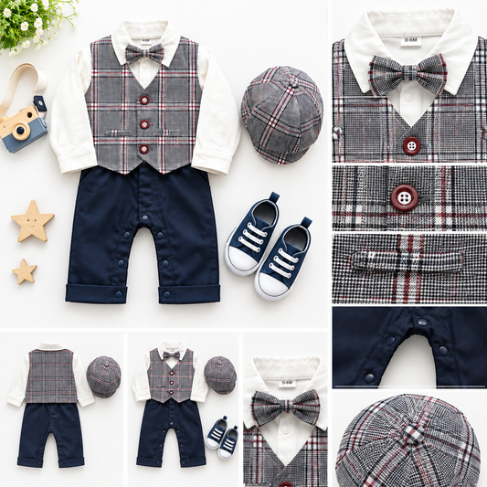 3pcs Imported Gentleman Look Romper Suit
