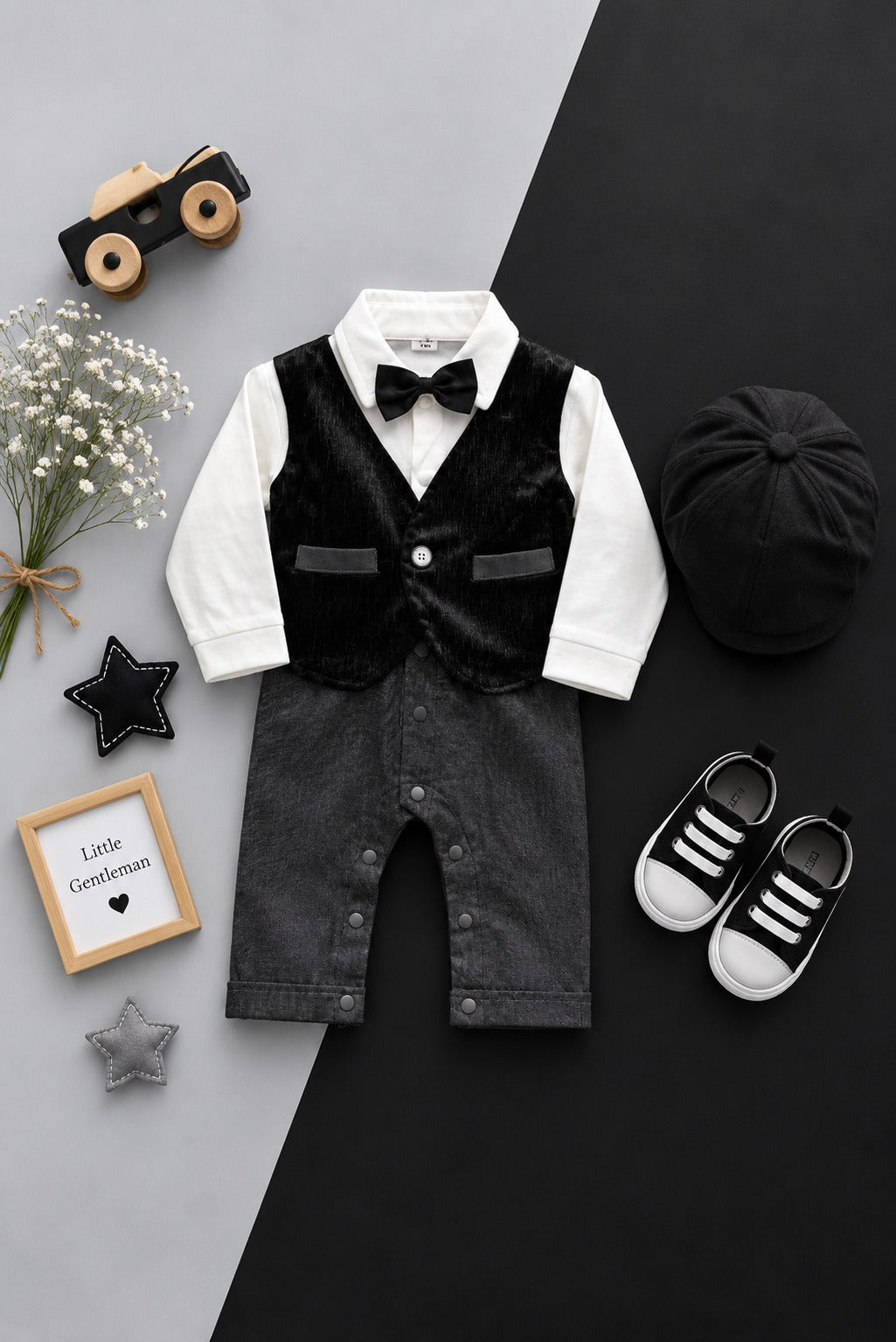 3pcs Imported Gentleman Look Boys Formal Romper Suit