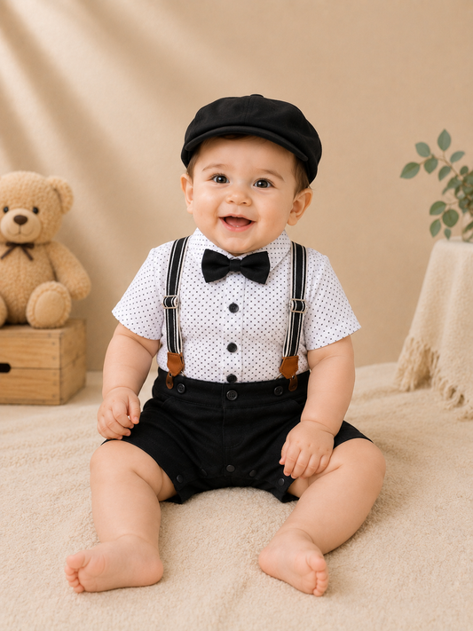 Little Gentleman Look Baby Boy Formal Dangree Romper(0-24m)