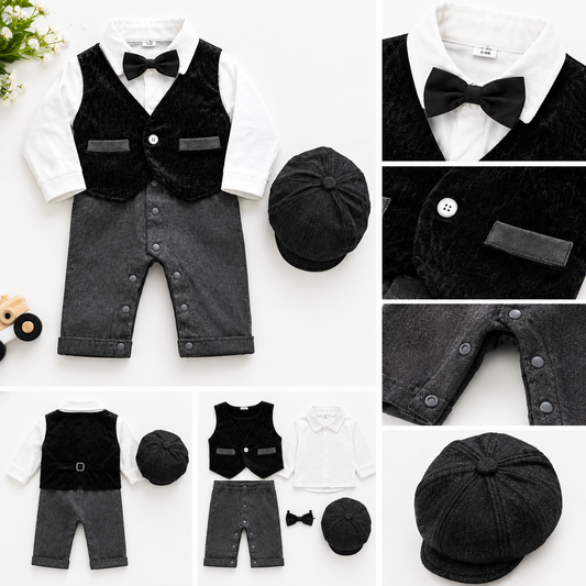 3pcs Imported Gentleman Look Boys Formal Romper Suit