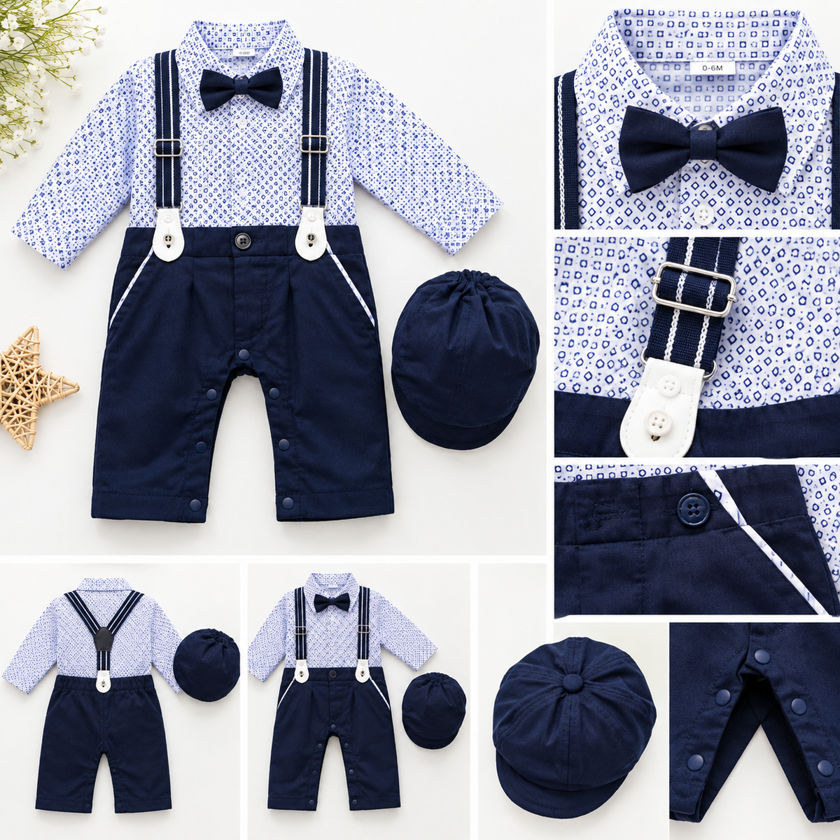 3pcs Imported Gentleman Look Boys Dangree Romper