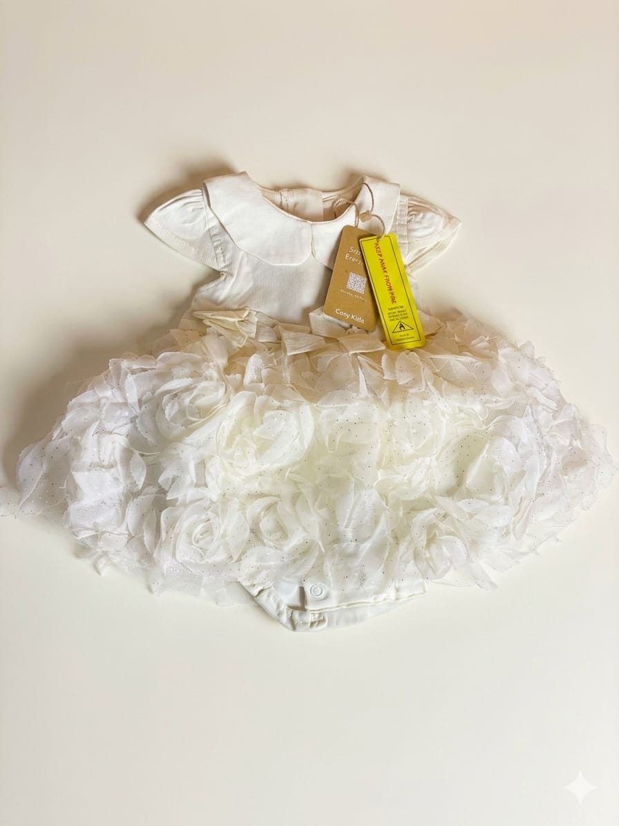 Imported White Romper Frock(0-2y)