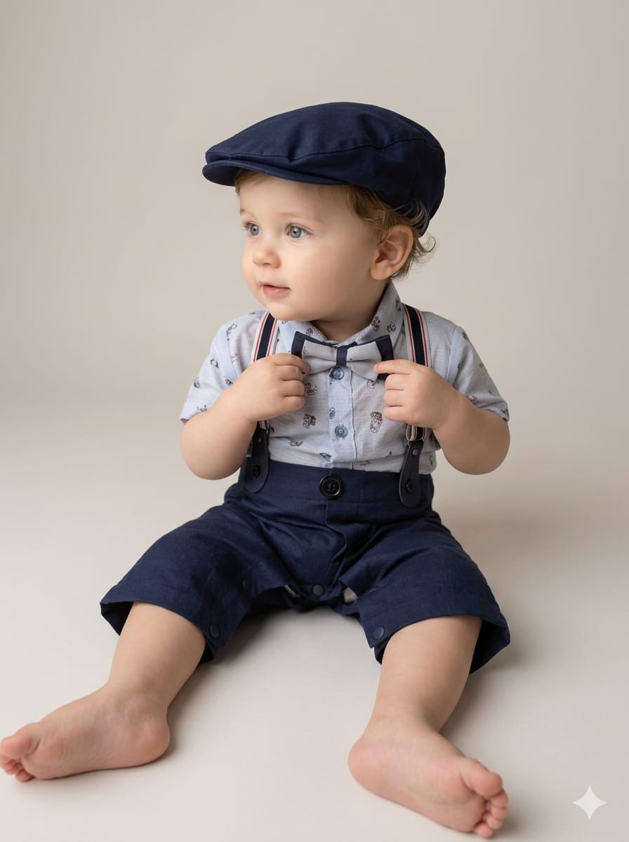 Little Gentleman Look Baby Boy Formal Dangree Romper(0-24m)